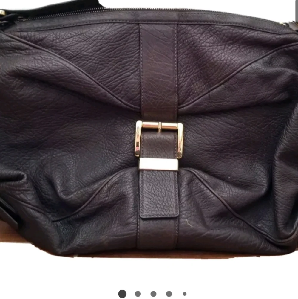 Michael Kors Large Leather Hobo‎ Style Eggplant Purse w/ Gold Buckle HandbagTex